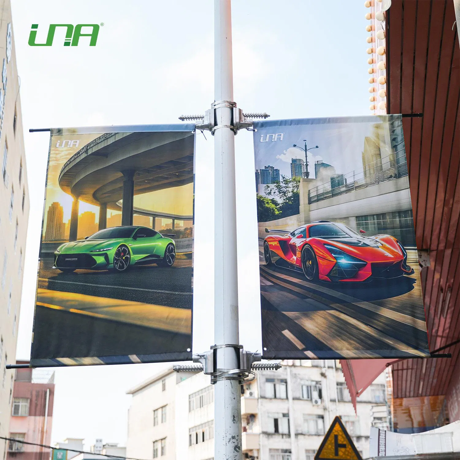 Avenue Lamp Pole Advertising Poster Sign Fixture Light Pillar Banner Brakcet