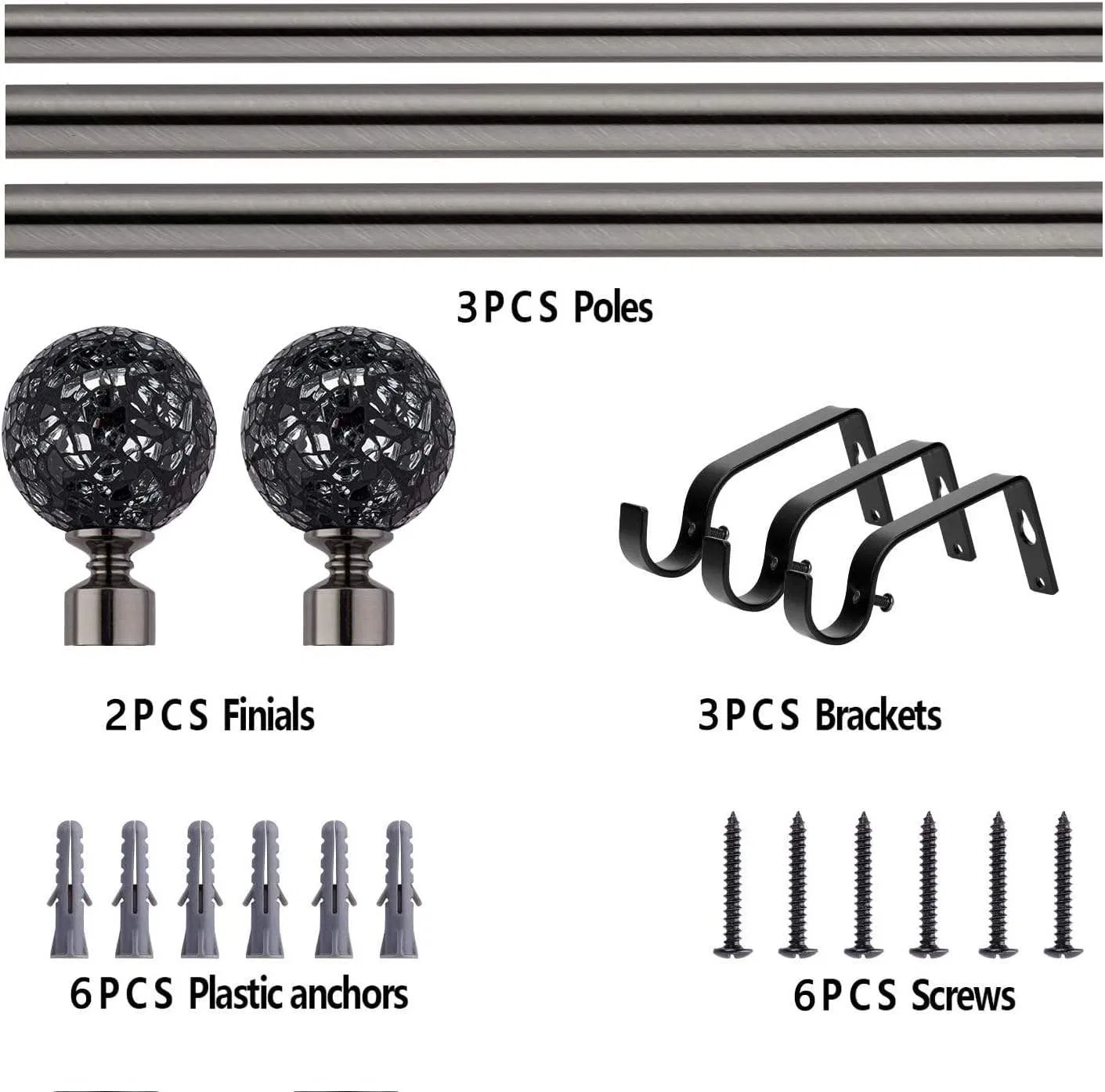 Customization Curtain Pole Accessories Adjustable Extendable Resin Curtain Rod Sets