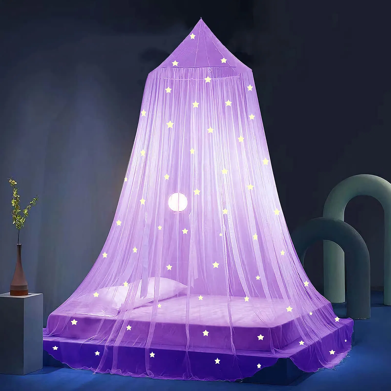 Glowing Stars Bed Canopy Bed Canopy Girls Princess Purple Bed Blue Mosquito Net