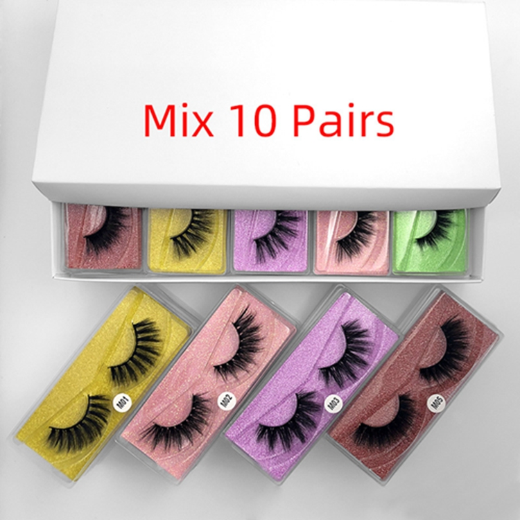 Wholesale Mink Fluffy Wispy Wavy Bulk Natural 15mm 3D Mini Eyelashes Set