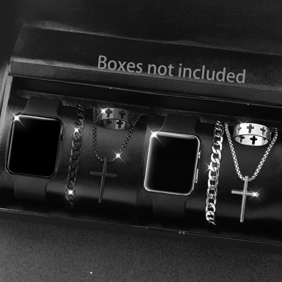 Boy's Gift Watch Set Sports Black Necklace