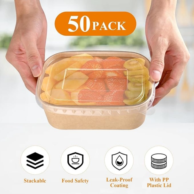 Brighthomey Disposable Paper Bowl with Lid