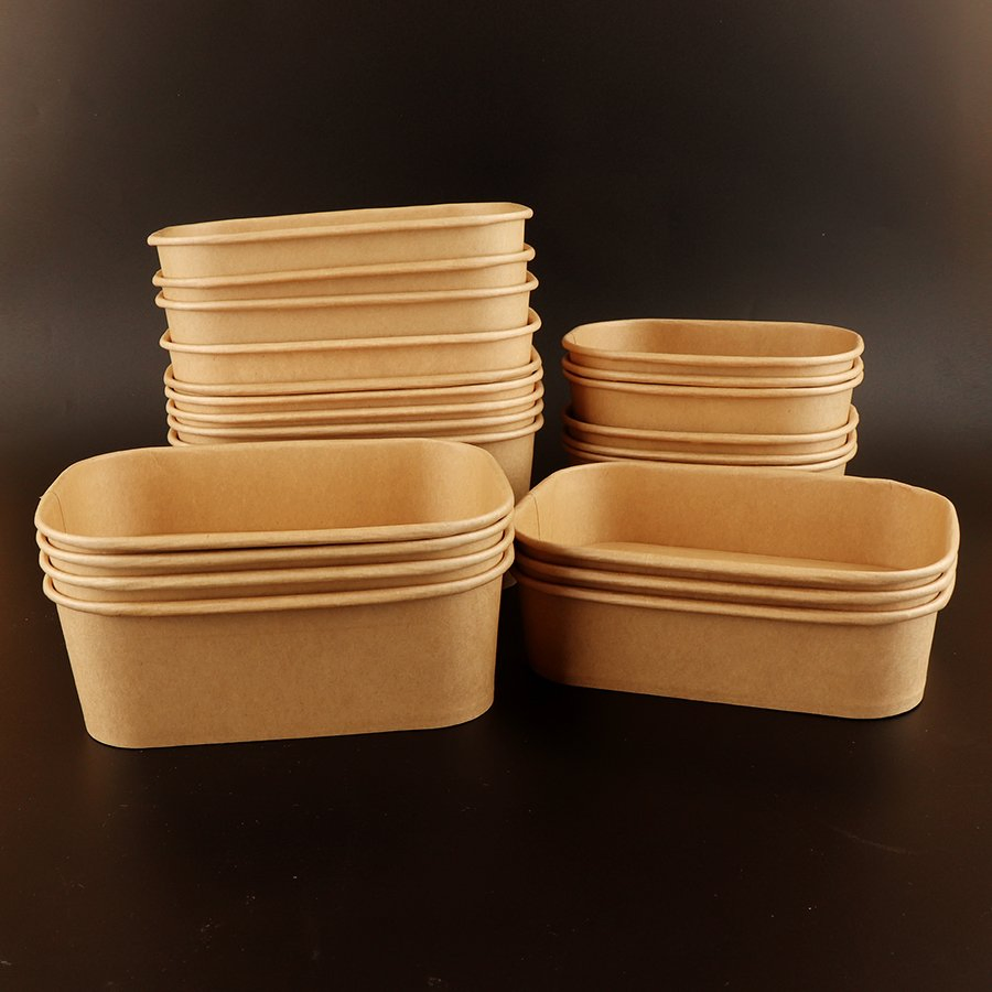 Lightweight Disposable Custom Food Paper Container Salad Bowls Kraft Paper Bowl with Lid