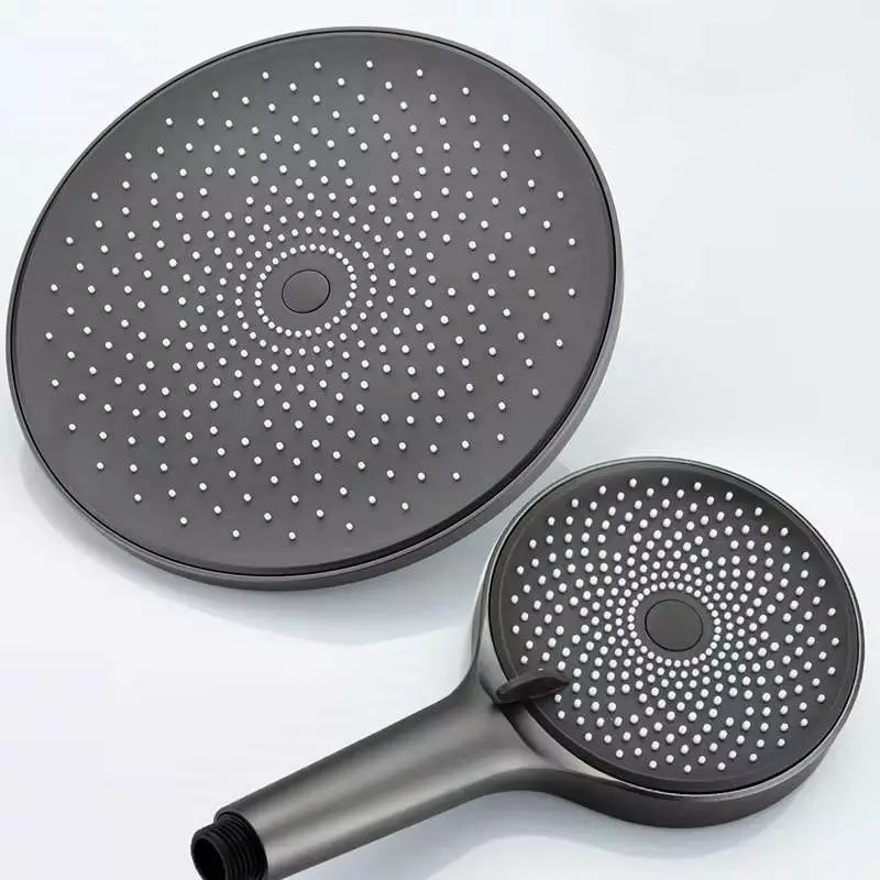 Hotel Bathroom Luxury Gun Gray Copper Four Function Rain Shower Set Brass Bath Shower Mixer Set with Spray Gun