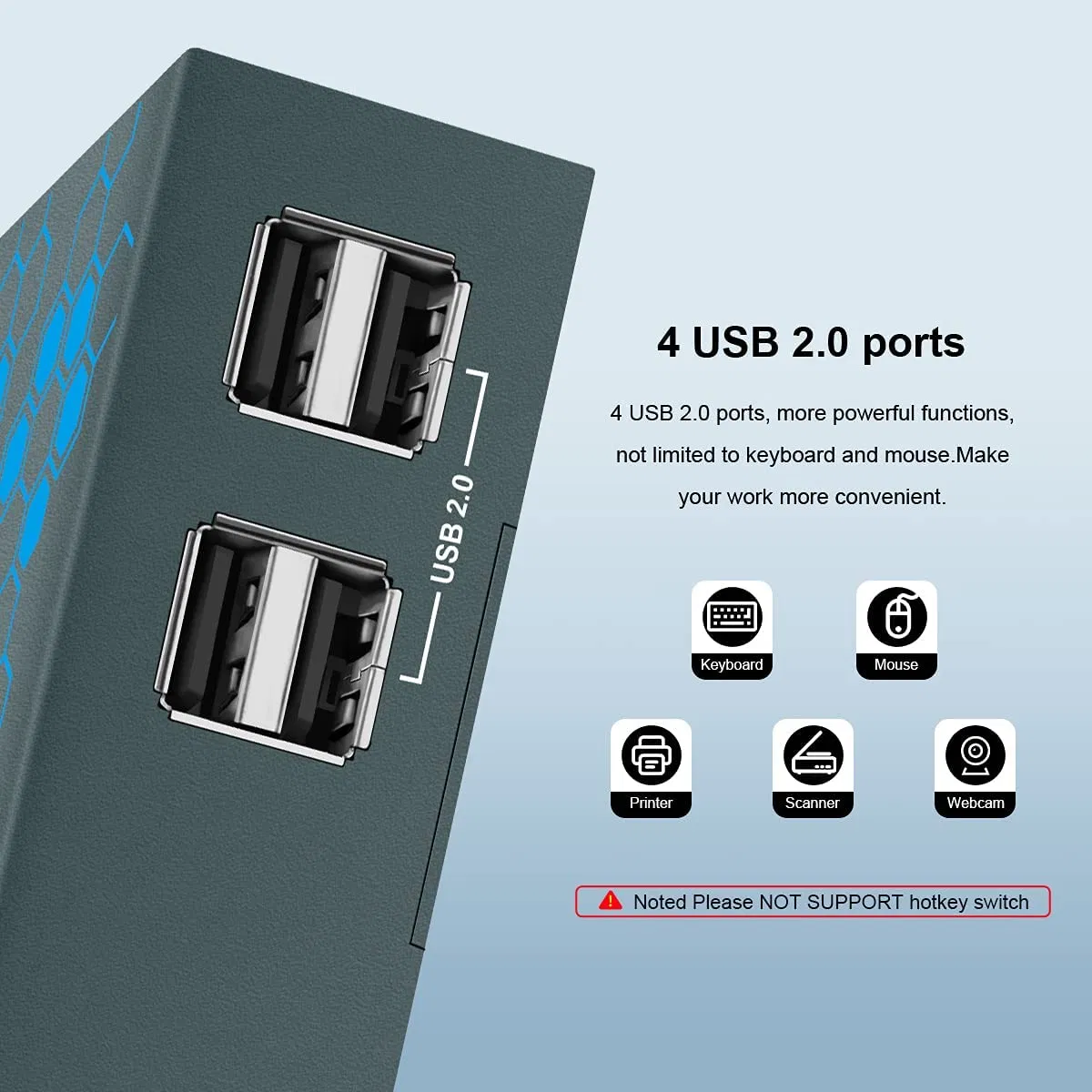 KVM-переключатель 4 порта HDMI 4K@30Hz, 4 входа 2 выхода
