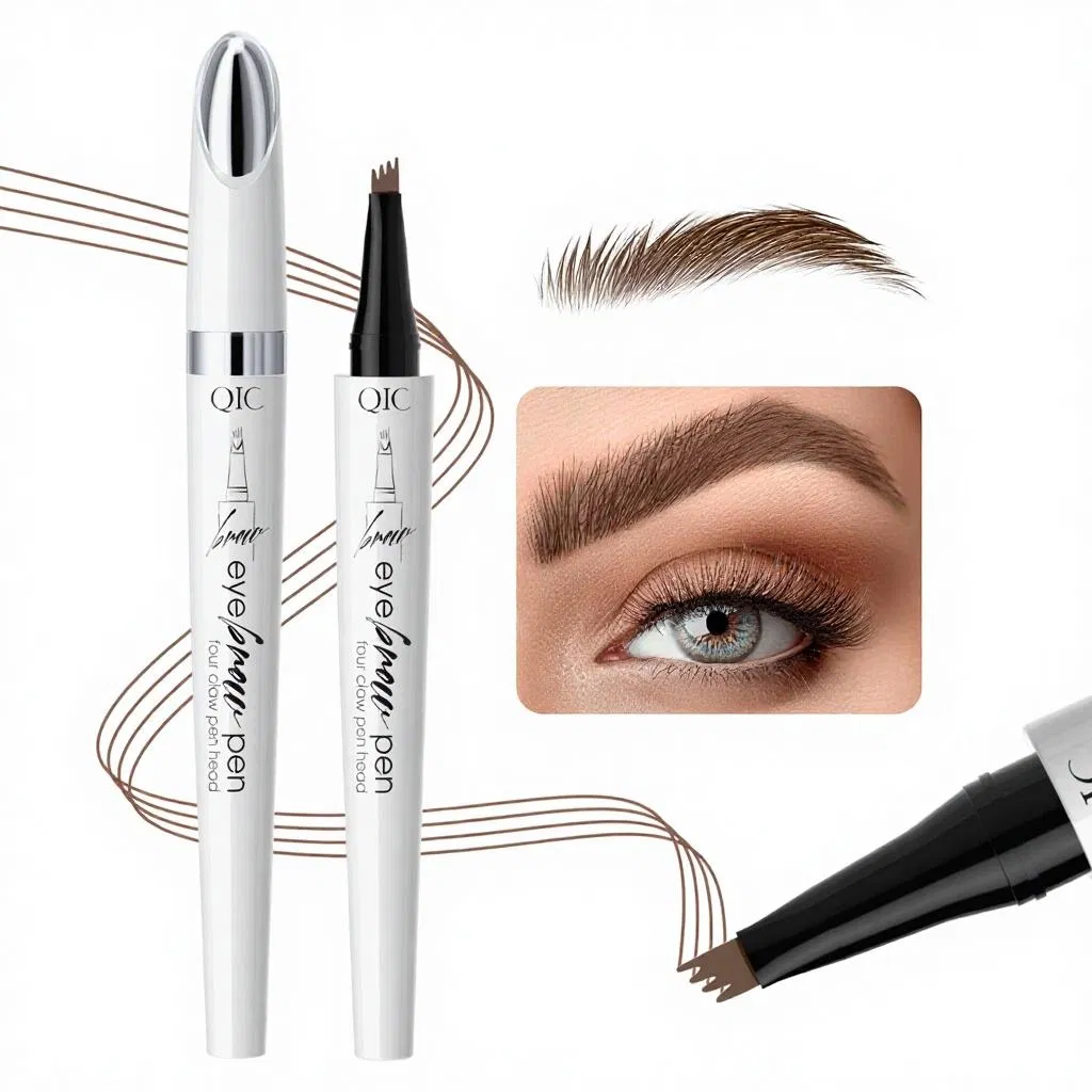 for Q709 Ceramic White Wild Eyebrow Four-Claw Liquid Eyeliner Pen Waterproof Sweat Resistant Non-Blooming Natural Simulation Made in China