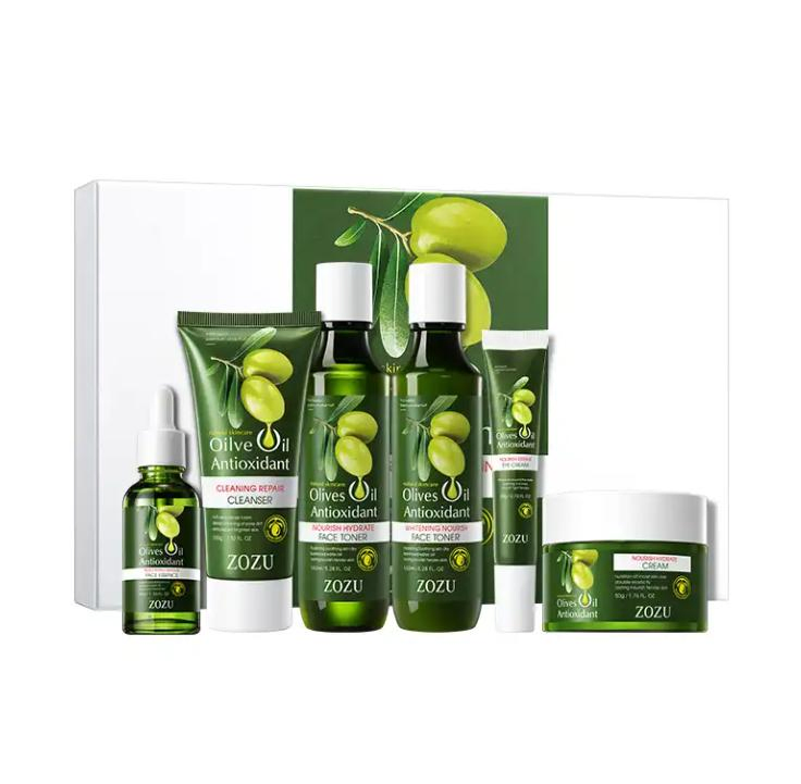 Online Wholesale in Stock Olive Oil Anti-Wrinkle Soothing Whitening Six-Piece Set Anti Aging Facial Kit Skin Care Set Olives Oil Antioxidant Skin Care Set