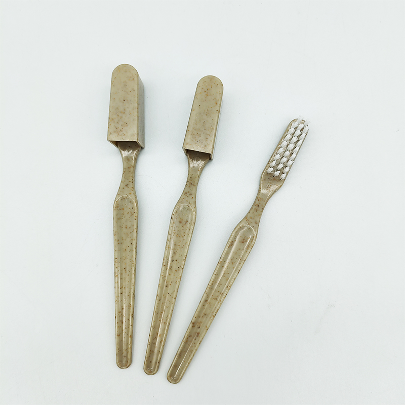 Cheapest Disposable Hotel Amenities Wheat Straw Toothbrush with Cap