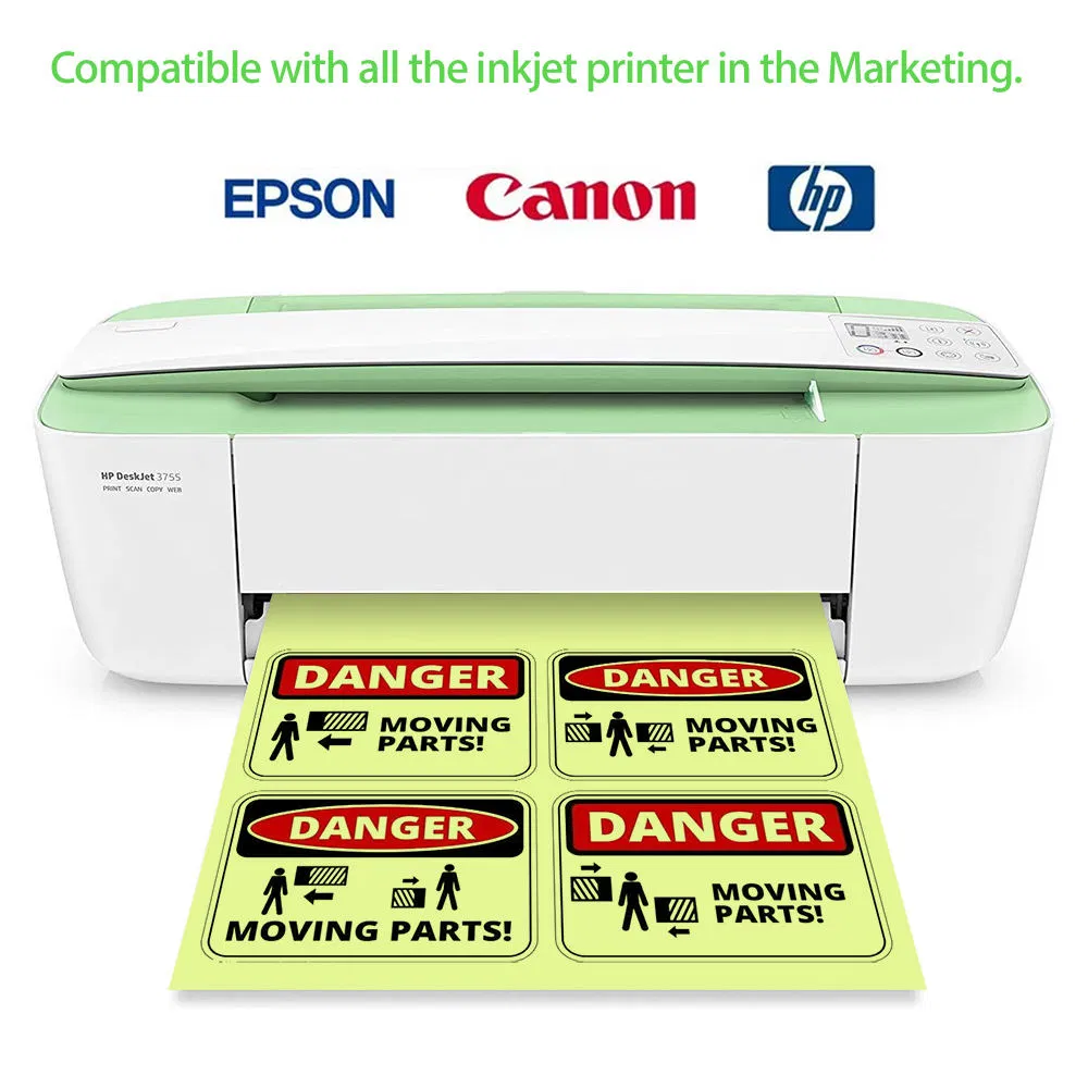 New Style Glow in The Dark Printable Inkjet Vinyl Sticker Paper A3 A4 Sheet Self-Adhesive Waterproof Label