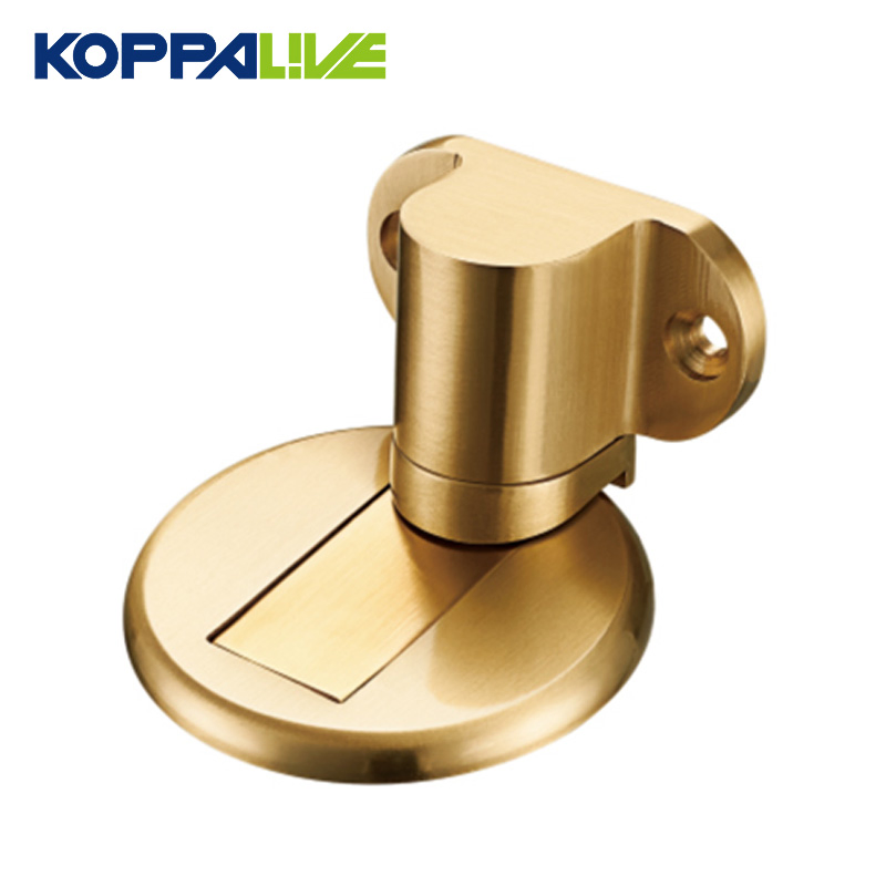 Mechanically Structural Floor Mounted Adjustable Brass Doorstop Door Stopper for Wood Door