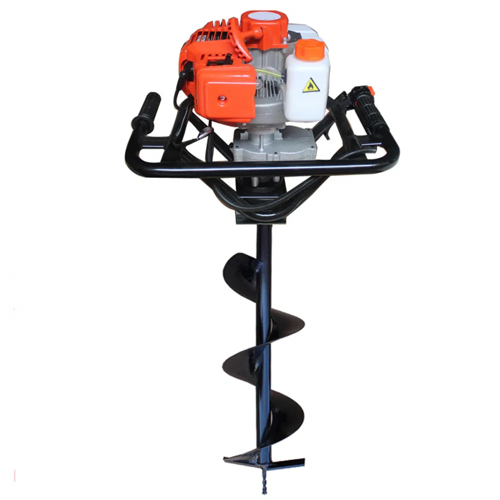 2 Stroke 52cc Gasoline Petrol One Man/Two Man Operate Handheld Handpush Tree Planting Hole Digger with 44-5 Engine with Brake System Quick Stop