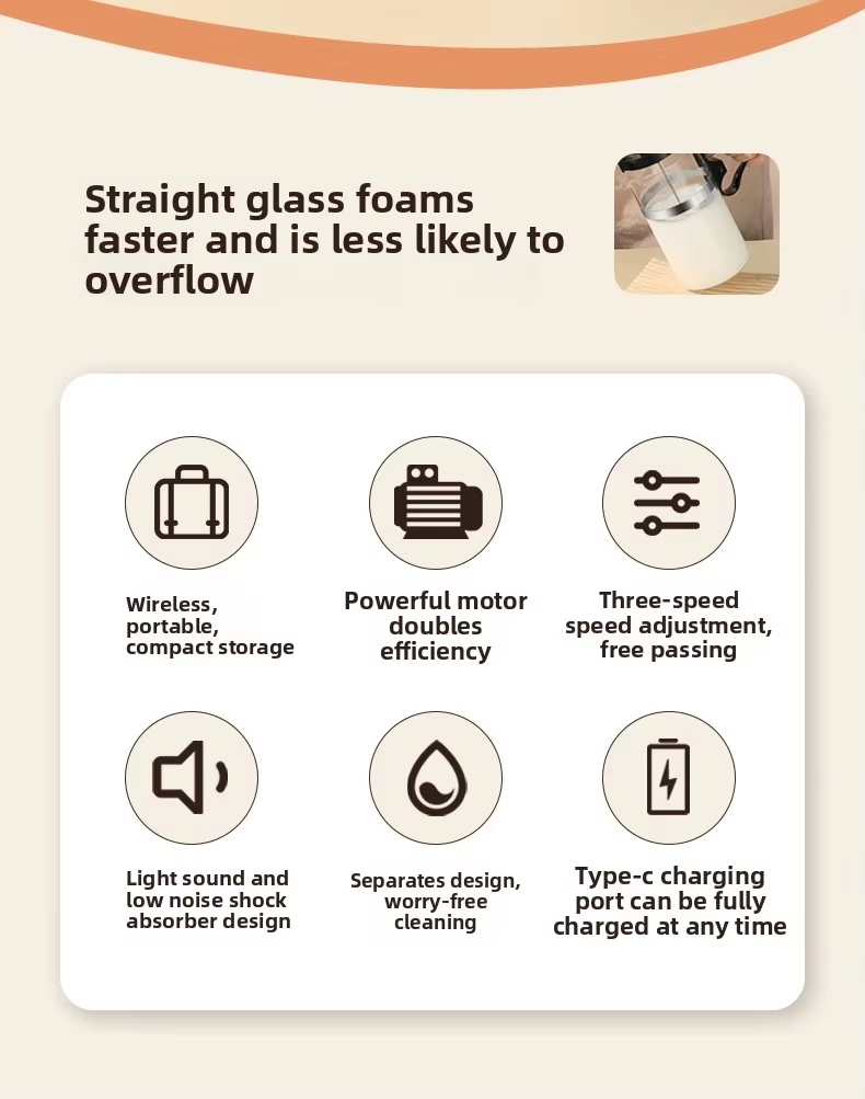 Coffee Household Portable Rechargeable Three Speeds Mixer Foam Maker Coffee Milk Automatic Fast Foaming