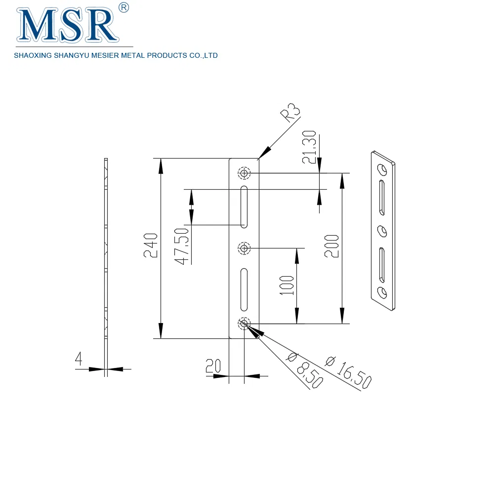 1199 Step Aluminium Profile Bracket Steel Plate Connector 240 Series in Grey Powder Coating in Steel Material From Msr Factory