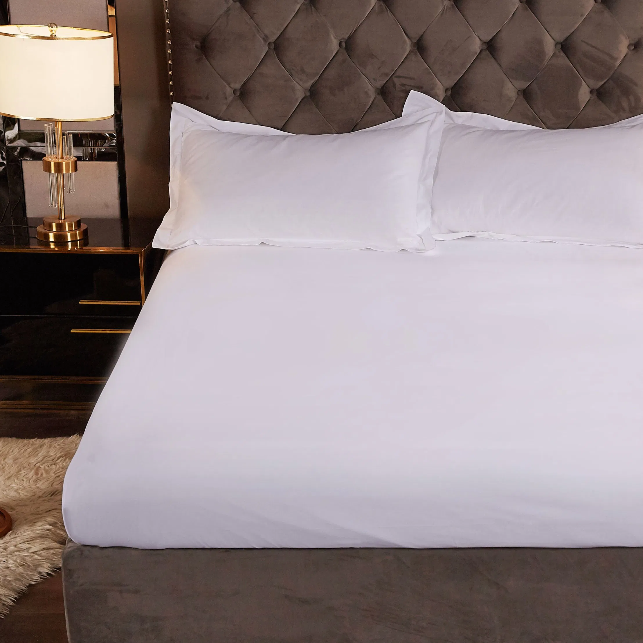 Wholesale Home Hotel Textile Bed Linen 100% Cotton Bedding Set Solid Colour Flat Bed Sheet