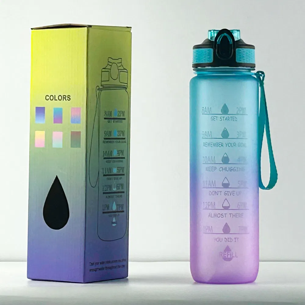 Спортивная бутылка для воды с трубочкой, 300-1000 мл