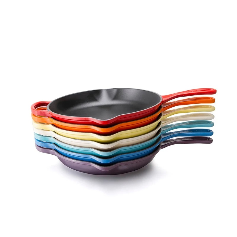 Enamel Coating Cast Iron Non-Stick Small Cast Iron Cookware Skillets with Handle Fry Pan