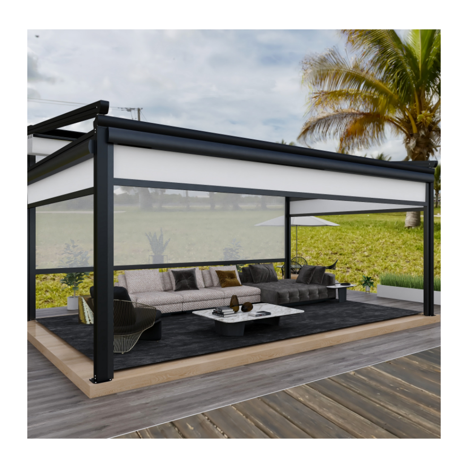 Electric Pergola Canopy Aluminum Frame PVC Retractable Roof Awning Outdoor Garden Canopy