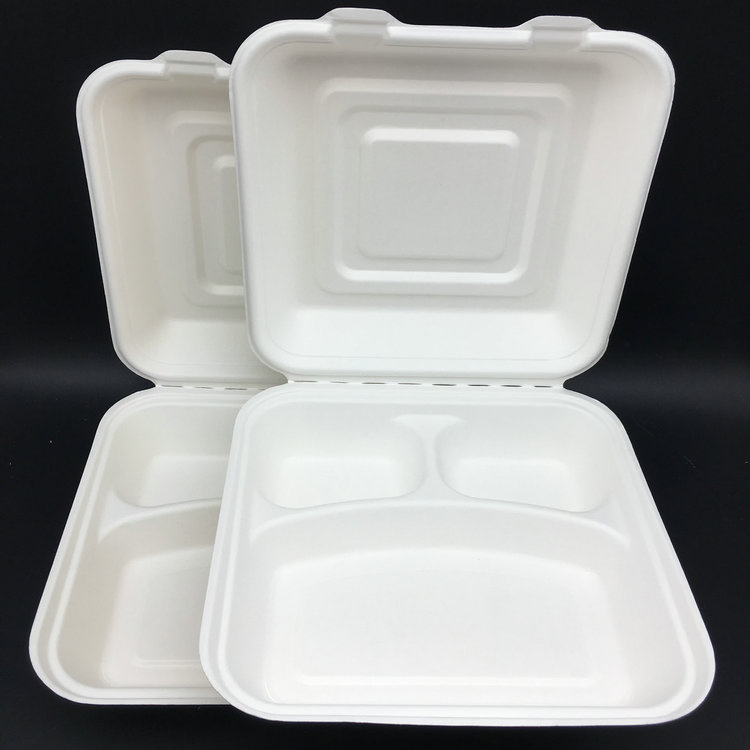 10 Inch Bagasse Lunch Box with 3 Compartments