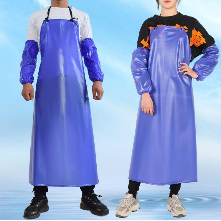 Wholesale Waterproof Anti-Oil Blue Reusable PVC Apron for Meat Processing Food Handling