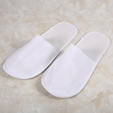 5 Star Hotel 100% Polyester Velour Disposable Hotel White Slipper Custom Logo Closed Toe Luxury SPA Airline Use