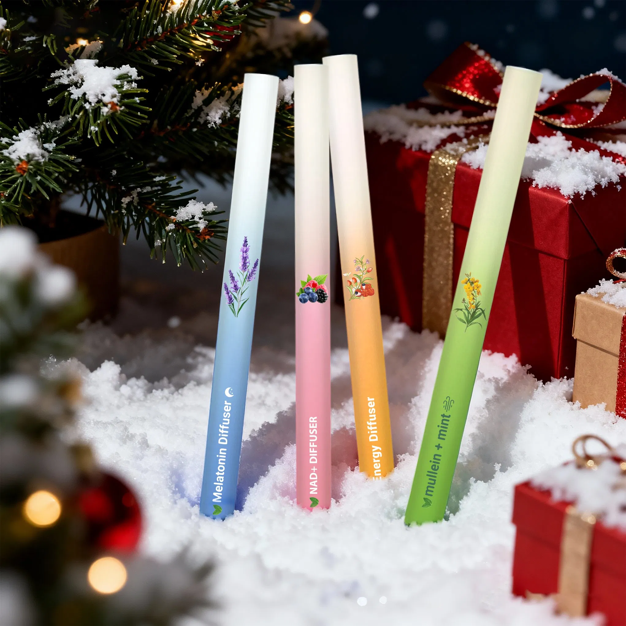 Herbal Diffuser Pen with Extracts of Mullein, Thyme and Mint for Lung Cleansing, Breathing Improvement, Oral Air Freshening and Quitting Bad Habit - 900 Uses