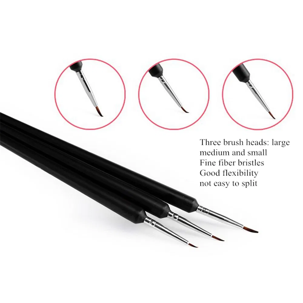 3PCS/Set Manicure Tool Nail Liner Brush Strip Nail Art Painting Brush Set Nylon Line Drawing Brushe Kit