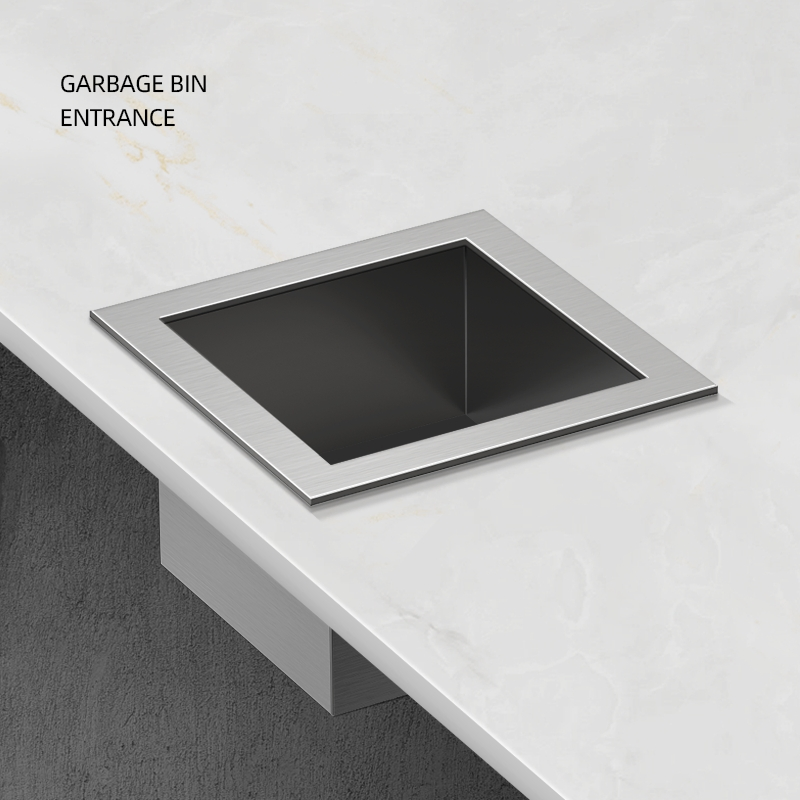 Space Saving Home Commercial Use 304 Stainless Steel Square Trash Can Cover Countertop Cover