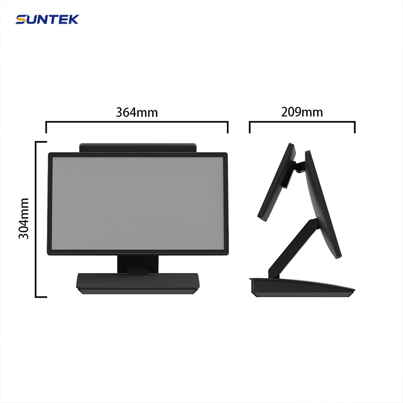 Suntek POS System 15.6+10.1 Inch Touch Dual Screen Monitor Terminal Machine Smart Cash Register POS All in One