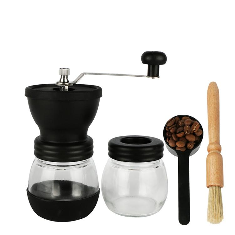 Wholesale Custom Cheap Mini Portable Glass Jar Manual Coffee Grinder OEM Logo