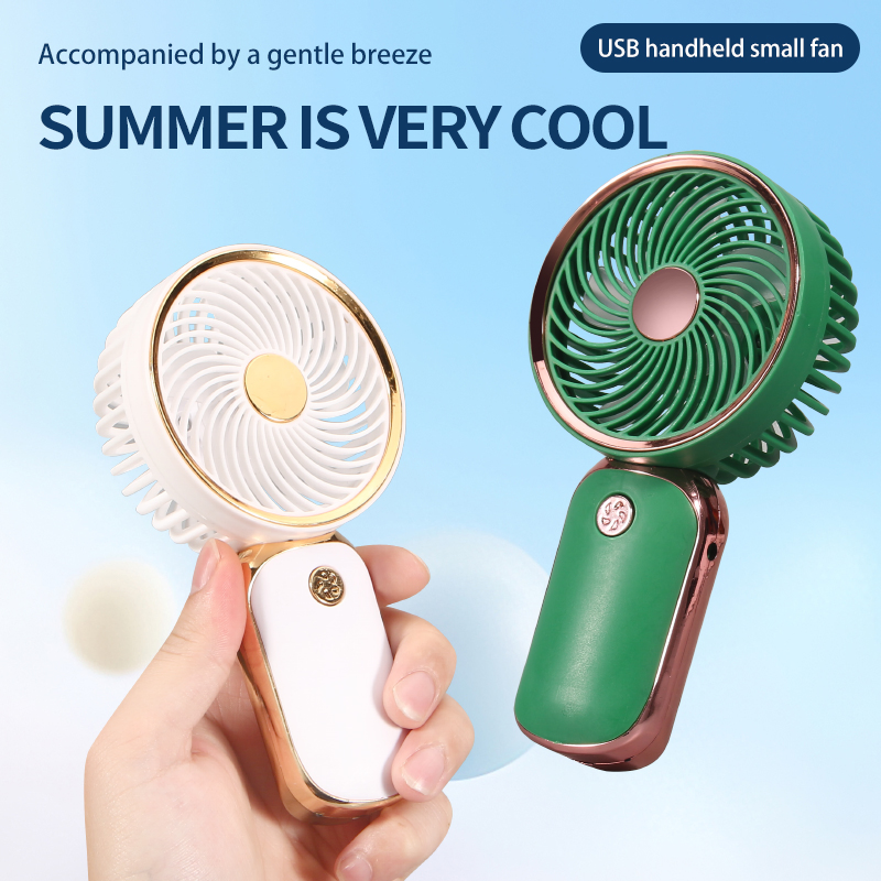 Portable Rechargeable Electric Air Cooling Fan Handheld Mini Fan USB Electroplating Silent High Wind Power Charging Mini Fan