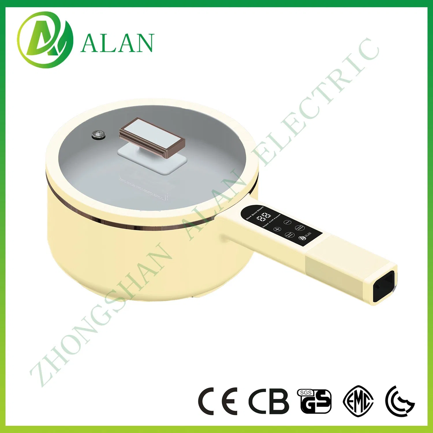 Electric Multi-Functional Cooker with Steamer Nonstick Pot Electric Hot Pot Cooker with Glass Lid