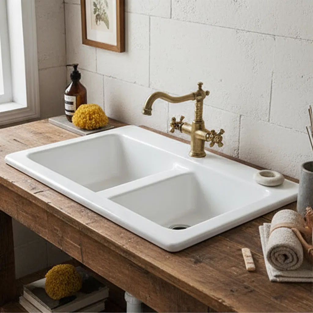 Elegant Black Acrylic Double Bowl Vanity Sink for Contemporary Bathrooms