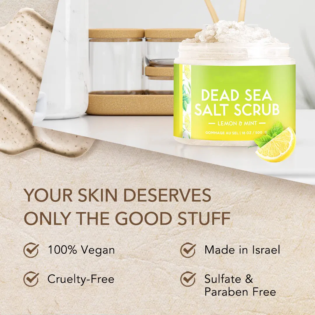 Beauty Cosmetics Body Care Gentle Exfoliation Dead Sea Salt Scrub -Lemon & Mint