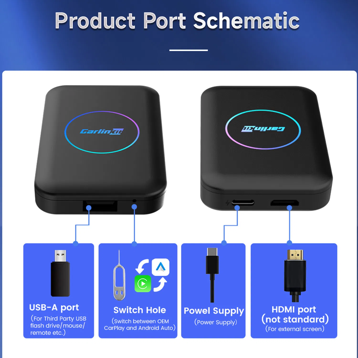 Carlinkit Tbox-Lite S 2+16g Wireless Carplay Android Auto Adapter Video Music Bluetooth Call Dongle