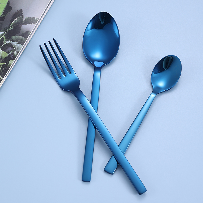 Custom Blue High Grade Stainless Steel Spoon and Fork