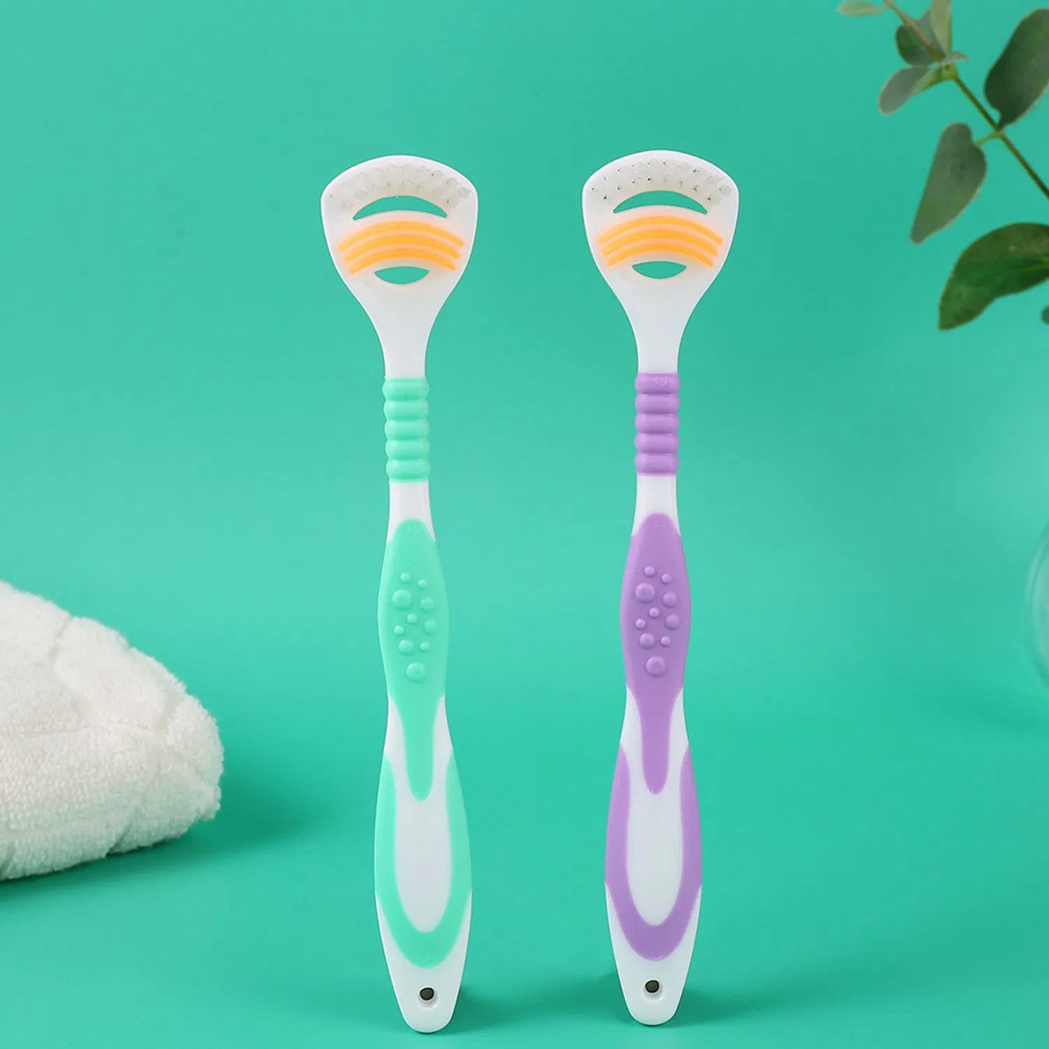 High Quality Tongue Scraper Toothbrush Silicone Plastic Tongue Cleaner Set