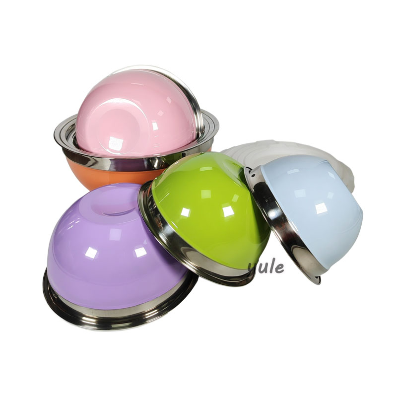 BPA Free Food Grade Safe SS304 Eco-Friendly Kitchen Gadgets Baking Assistant Mixing Bowl with Lid Stainless Steel Salad Bowl