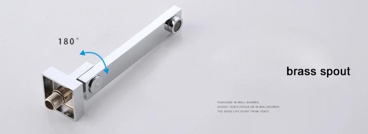 Bathroom Plumbing Bath and Shower Concealed Shower Set Square Rainfull Shower Head and Hand Shower One Spout Shower Mixer Three Ways Multifunction Wall Mounted
