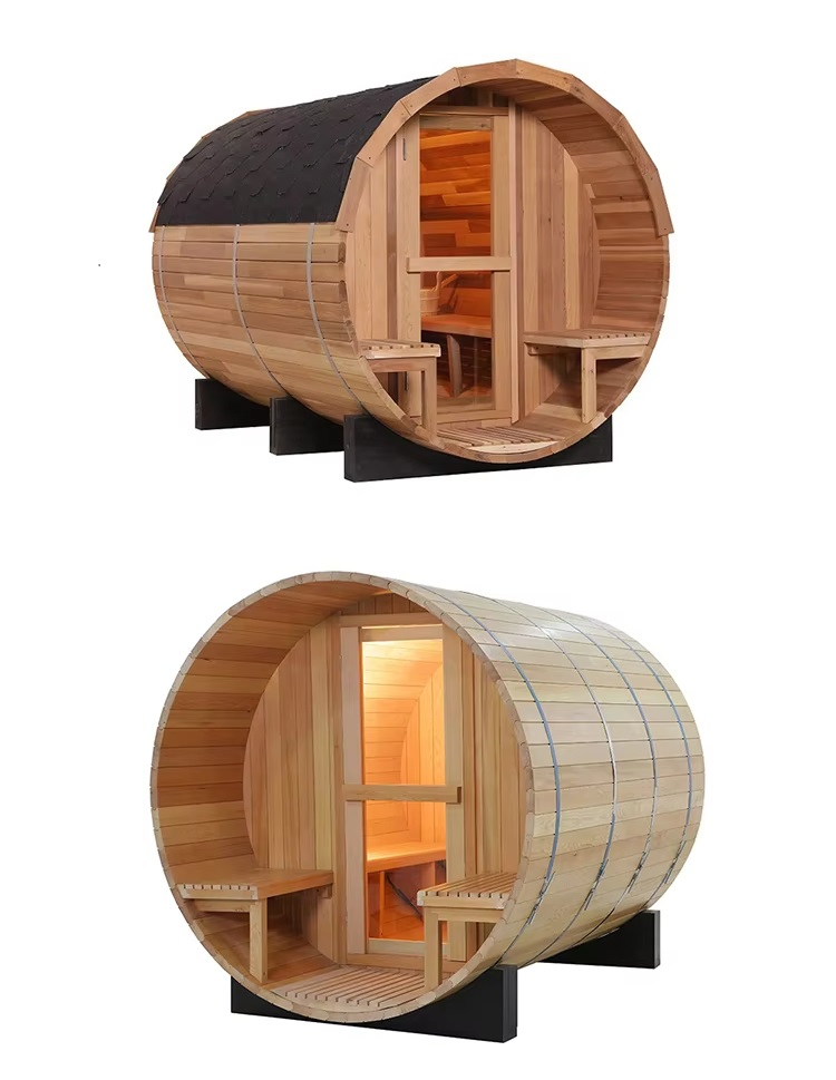 Solid Wood Outdoor Traditional Finnish Sauna Fully Equipped Outdoor Sauna Room for 1-10 Person