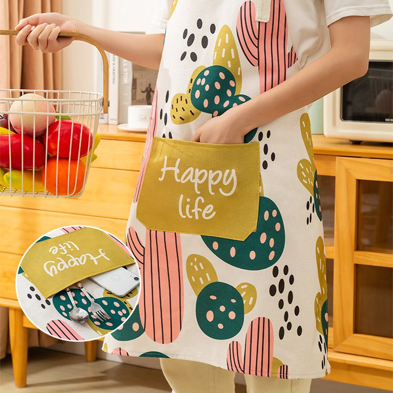 Custom Print Logo Women 2 Pocket Adjustable Cotton Polyester Kitchen Apron