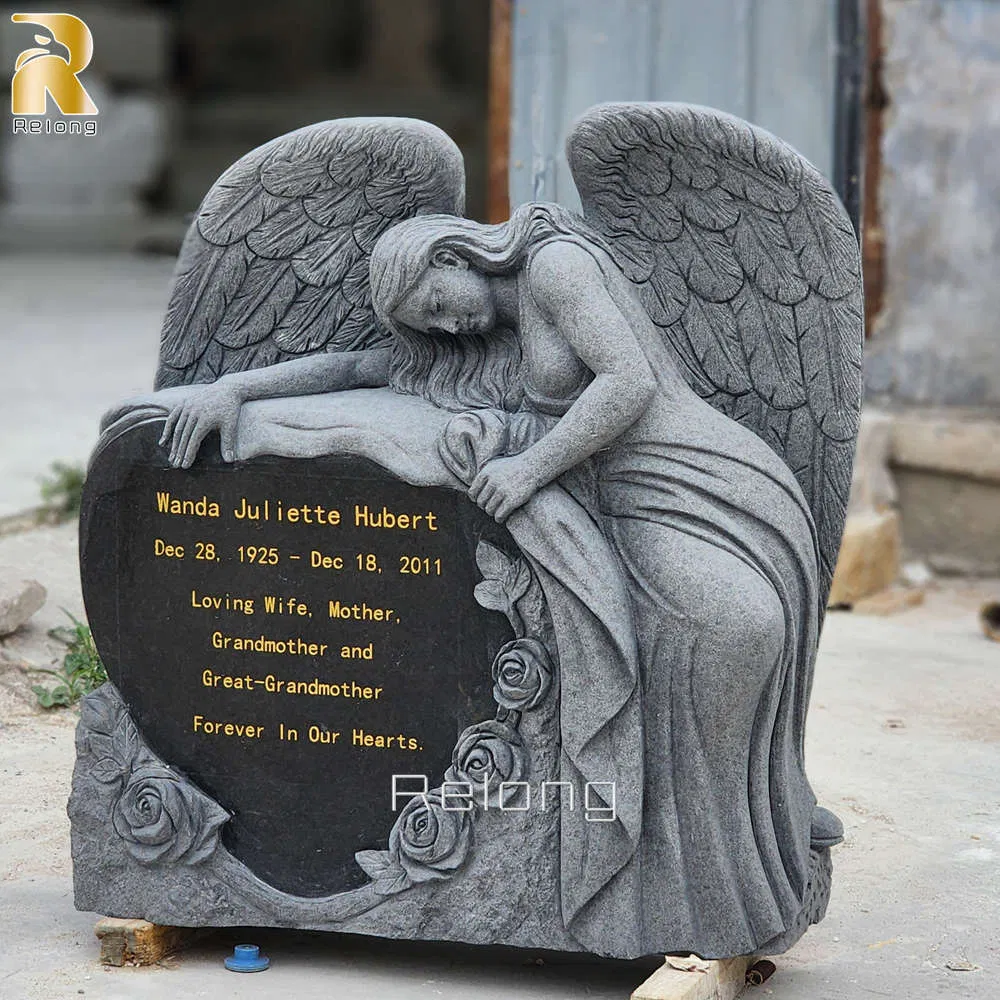 High Quality Stone Carving Angel Headstones Angel Granite Gravestone for Sale