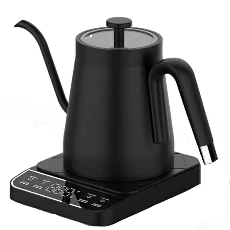 Pour Over 90degree Gooseneck Kettle Adjustable Temperature Stainless Steel Body Smart Portable Electric Kettles for Household