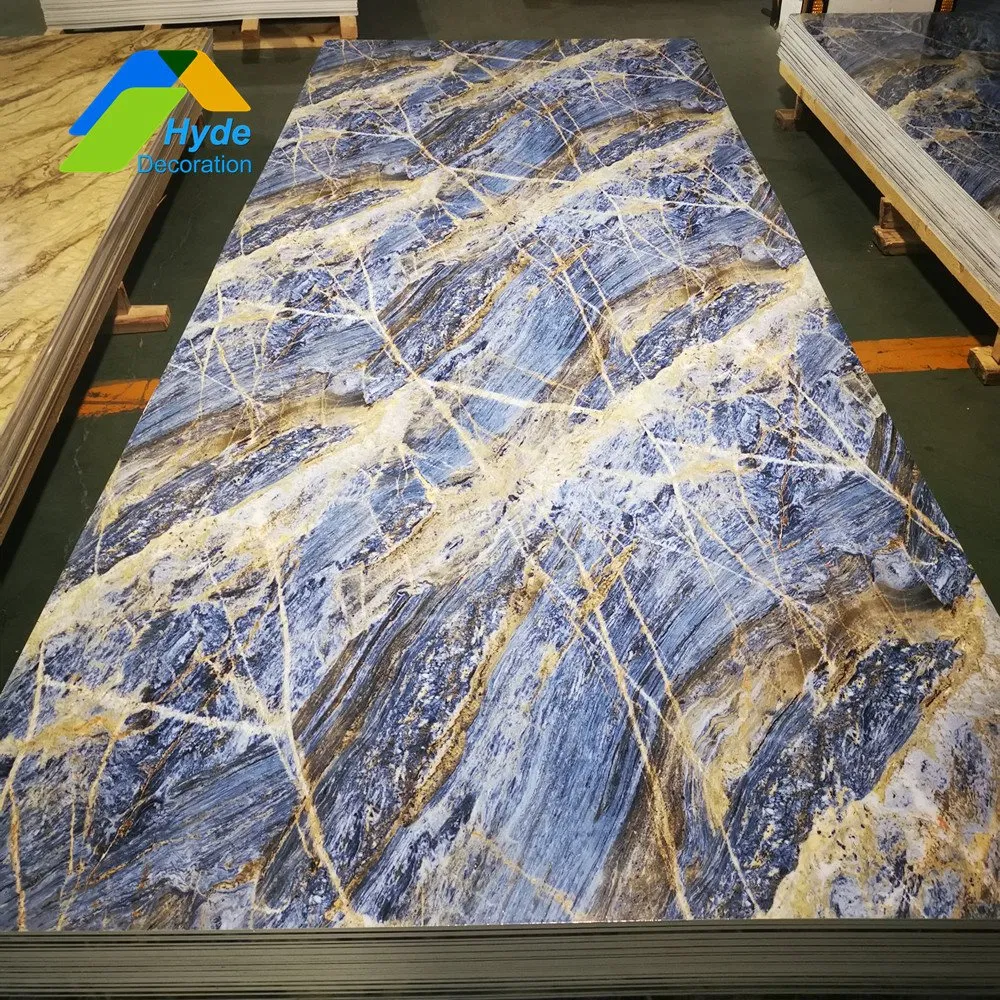 Anti Scratch High Glossy UV Board Marble 3D Design Plastic Sheet PVC Wall Panel Seamless Wall Panel for Bathroom Kitchen Decoration