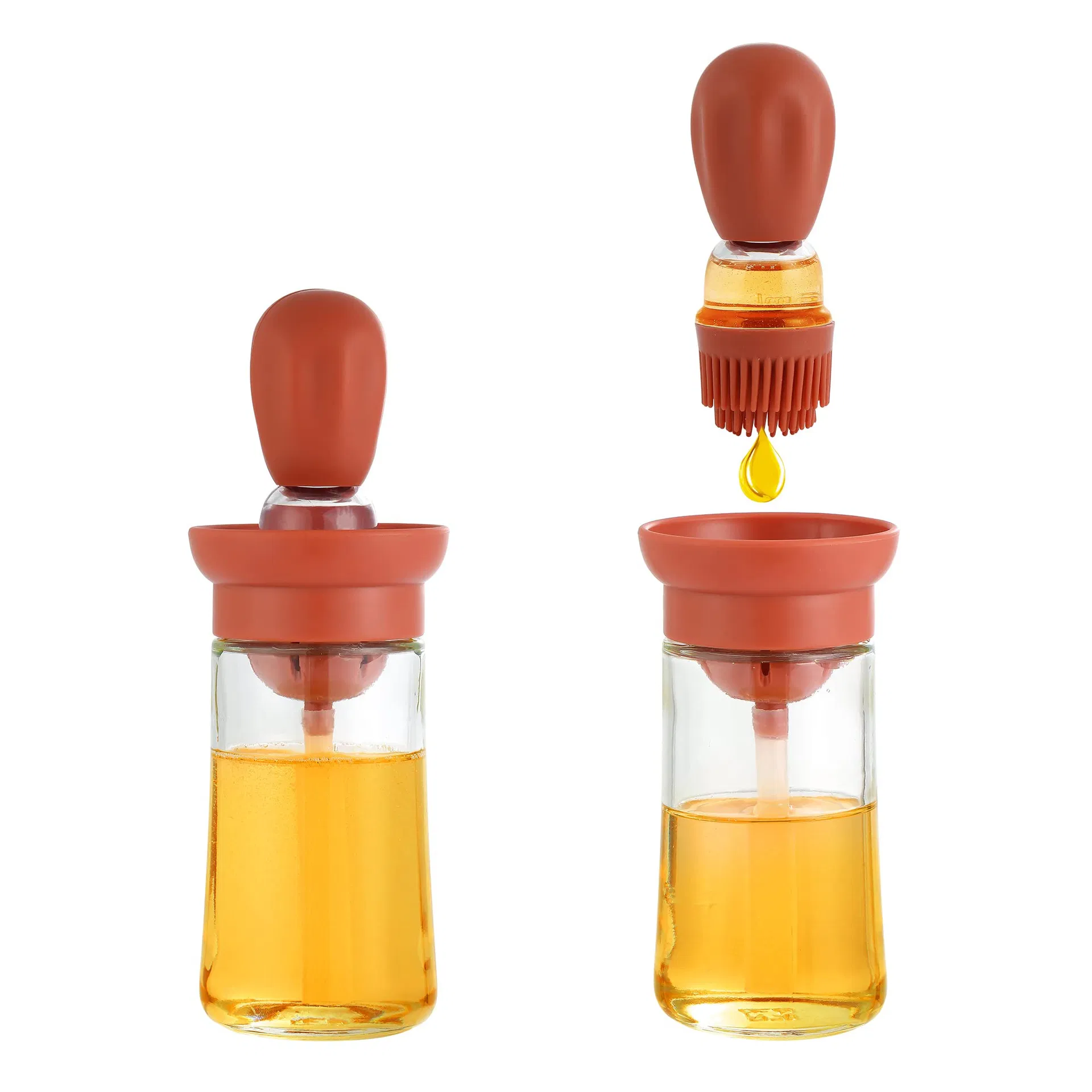 Oil Dispenser Bottle with Silicone Brush 2 in 1 Silicone Dropper Measuring Oil Bottle Dispenser for Kitchen