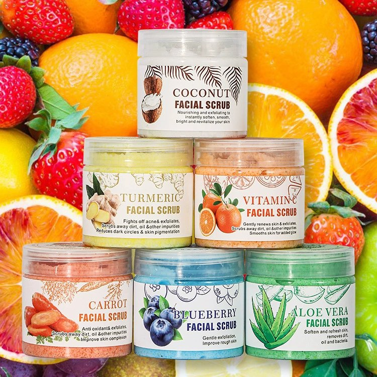 Organic Skin Brightening Exfoliating Face Body Scrub Deep Cleansing Lightening Turmeric Face Scrub