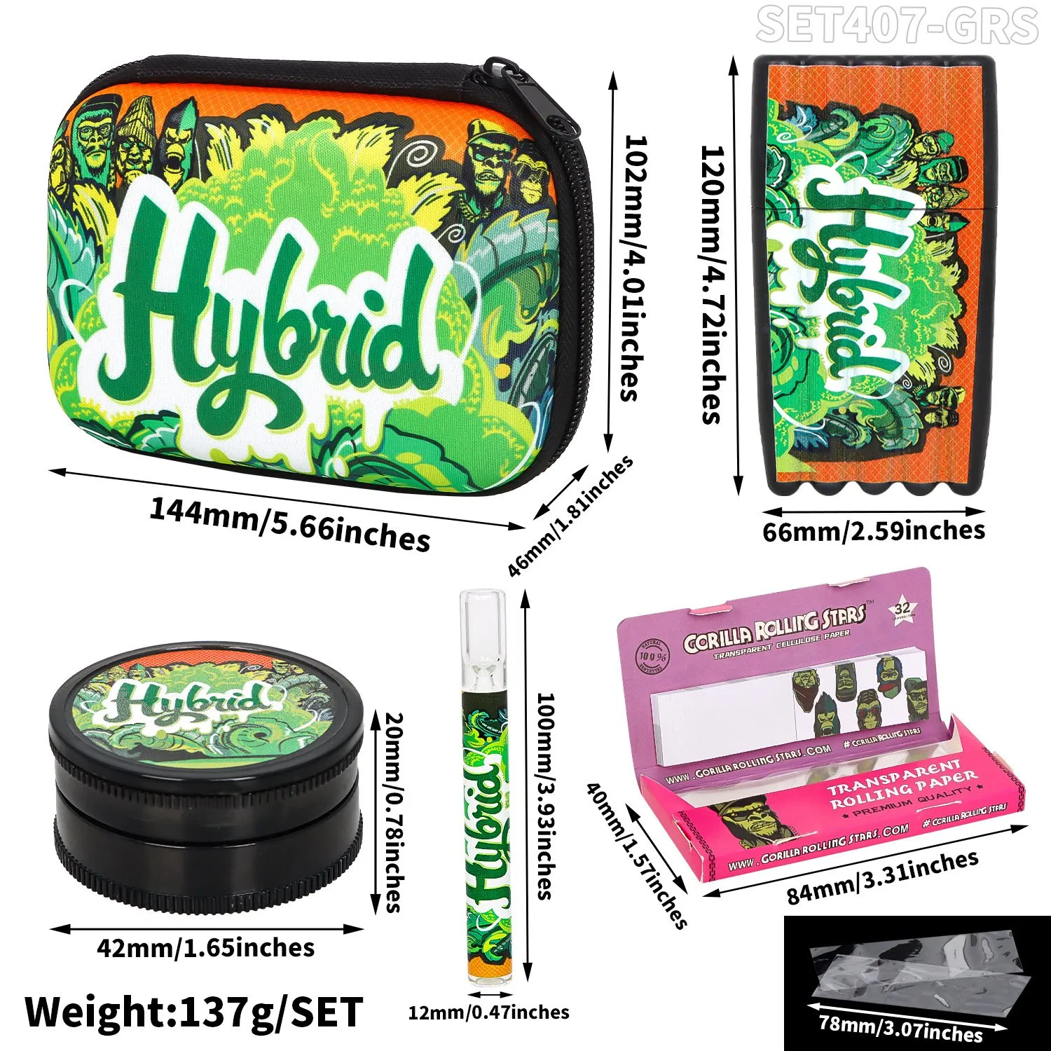 Portable Smoking Set Smoke Mill 6-in-1 Herb Set Ash Tray Horn Tube Ashtray Pipe