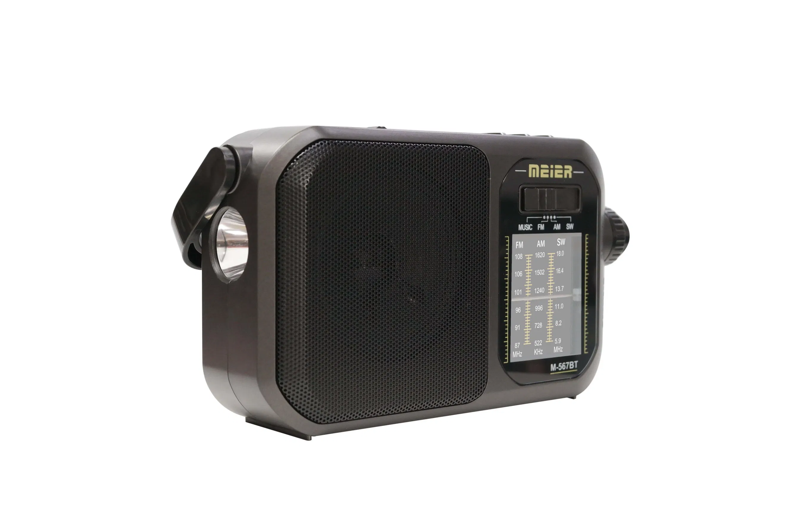 Portable 3-Band Am FM Sw Radio, LED Flashlight, TF Card and MP3 Player, Rechargeable Speakers Bluetooth Meier M-567bt