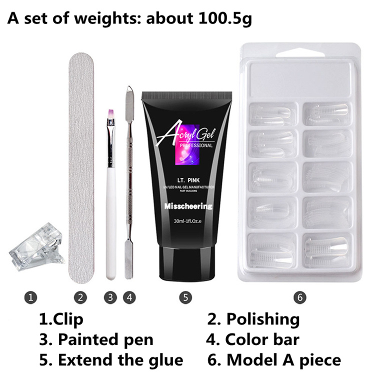 9 Pure Color Professional Painless Acrylic UV Extension Extended Builder Gel Polish Kit