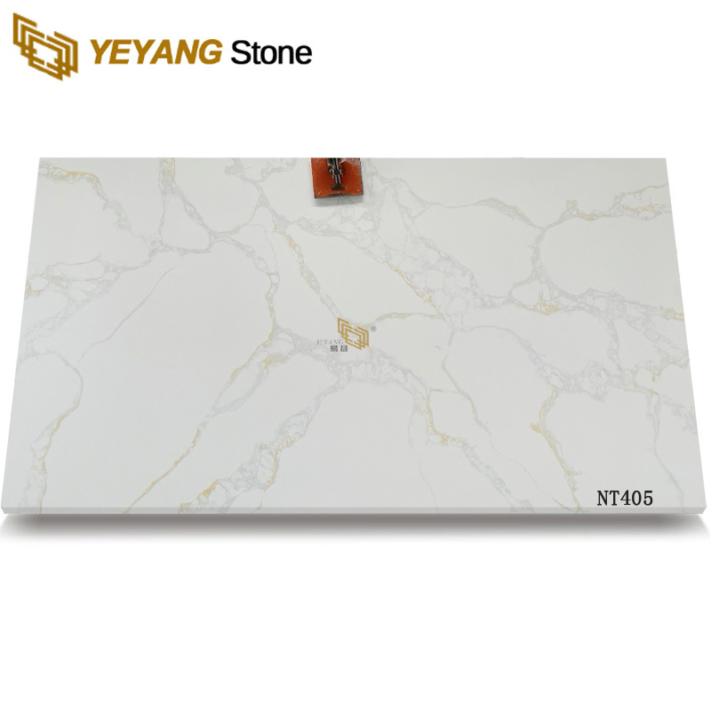 Marble Look Calacatta White Artificial Stone Quartz Slabs for Countertop/Vanity/Top/Wall