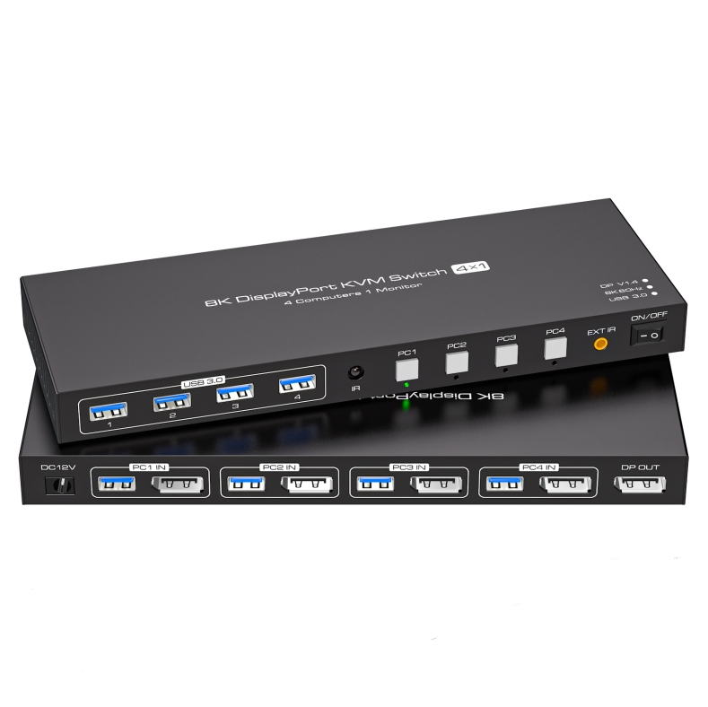 Коммутатор KVM 8K@60Hz 4x1 DP USB